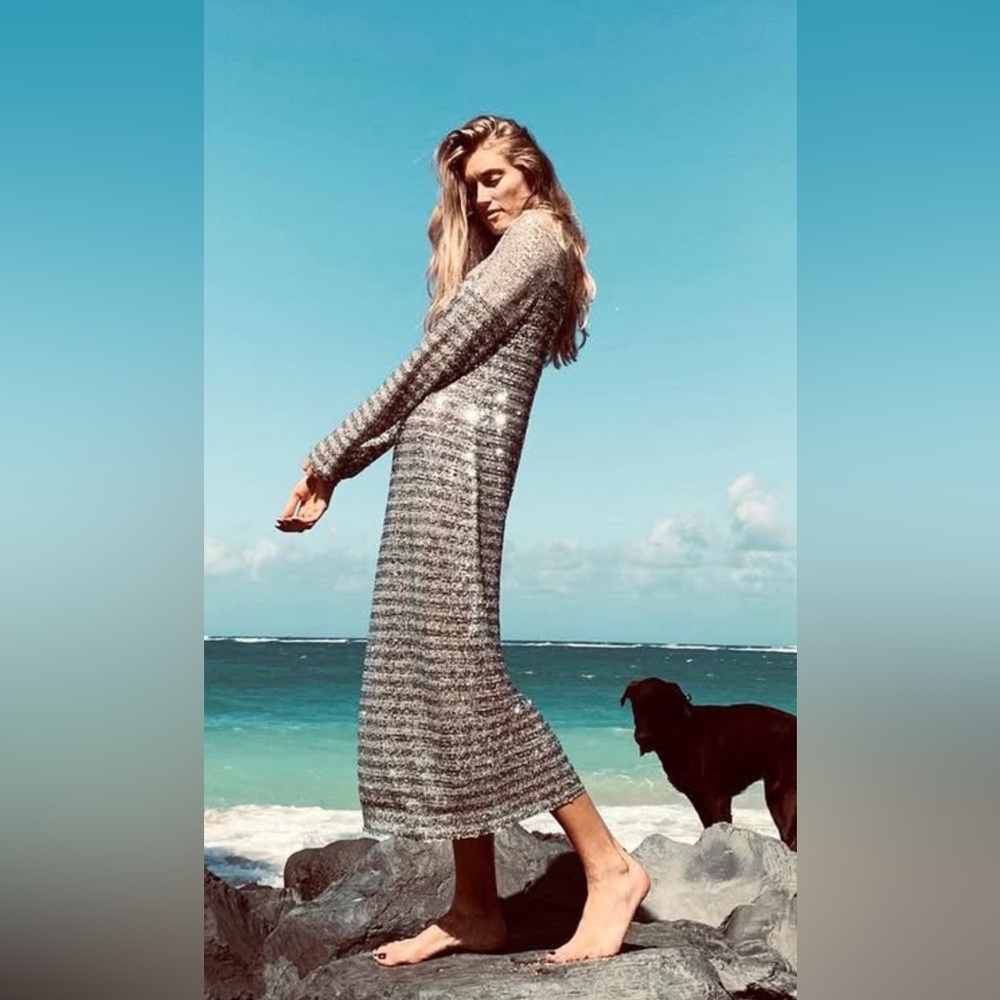 ITMFL Silver Sequin Midi Dress